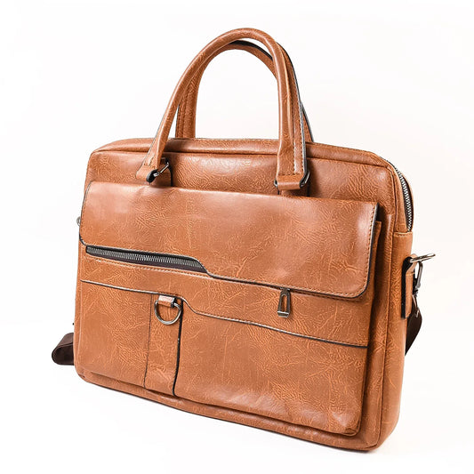 Premium Faux Leather Multipurpose Messenger Briefcase With Shoulder Strap (1 Pc) - Zidbik