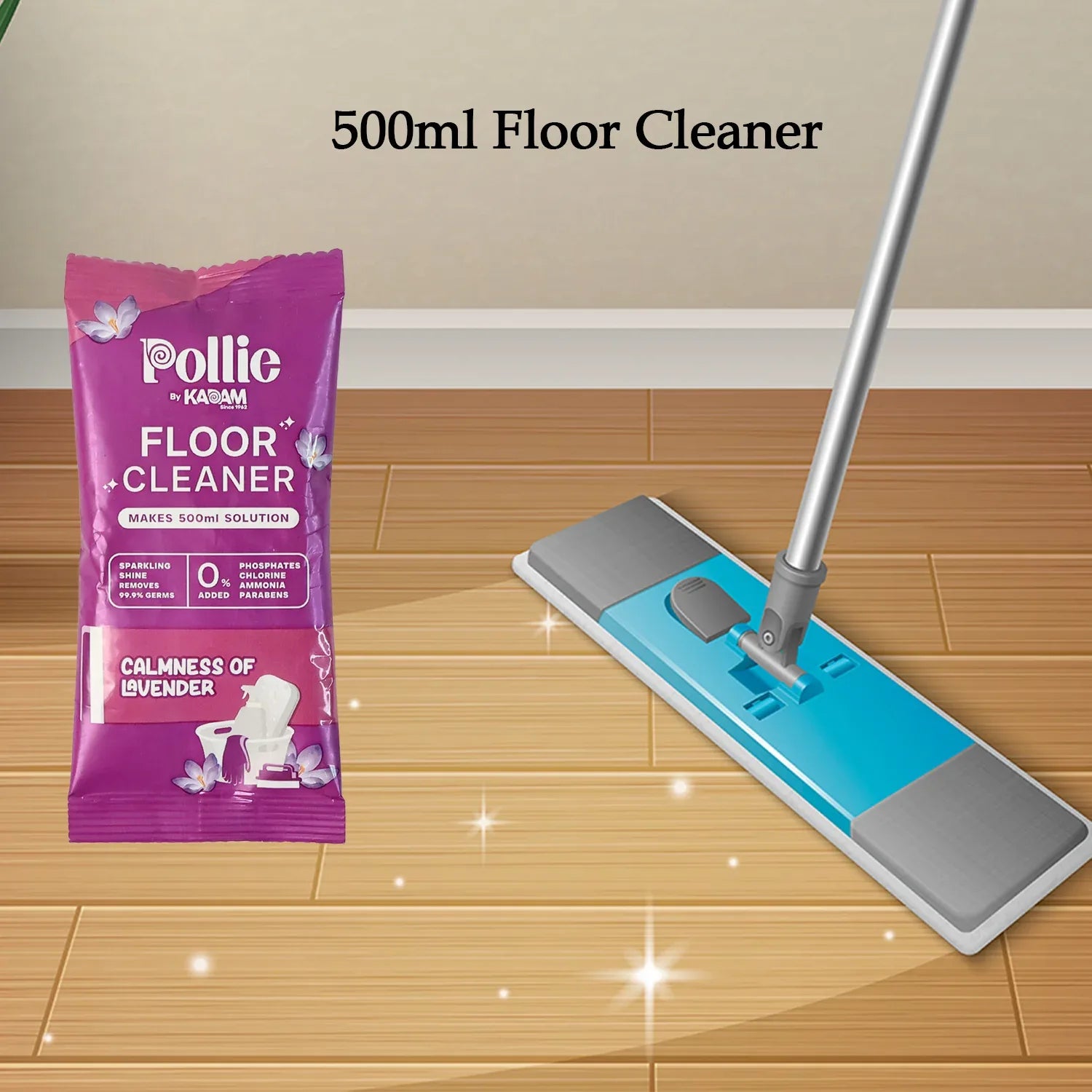 Pollic Kadam Concentrated Floor Cleaner Sachet Lavender Fragrance (50 Gm) - Zidbik