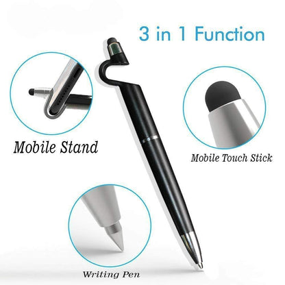 1594 3 In 1 Ballpoint Function Stylus Pen With Mobile Stand - Zidbik