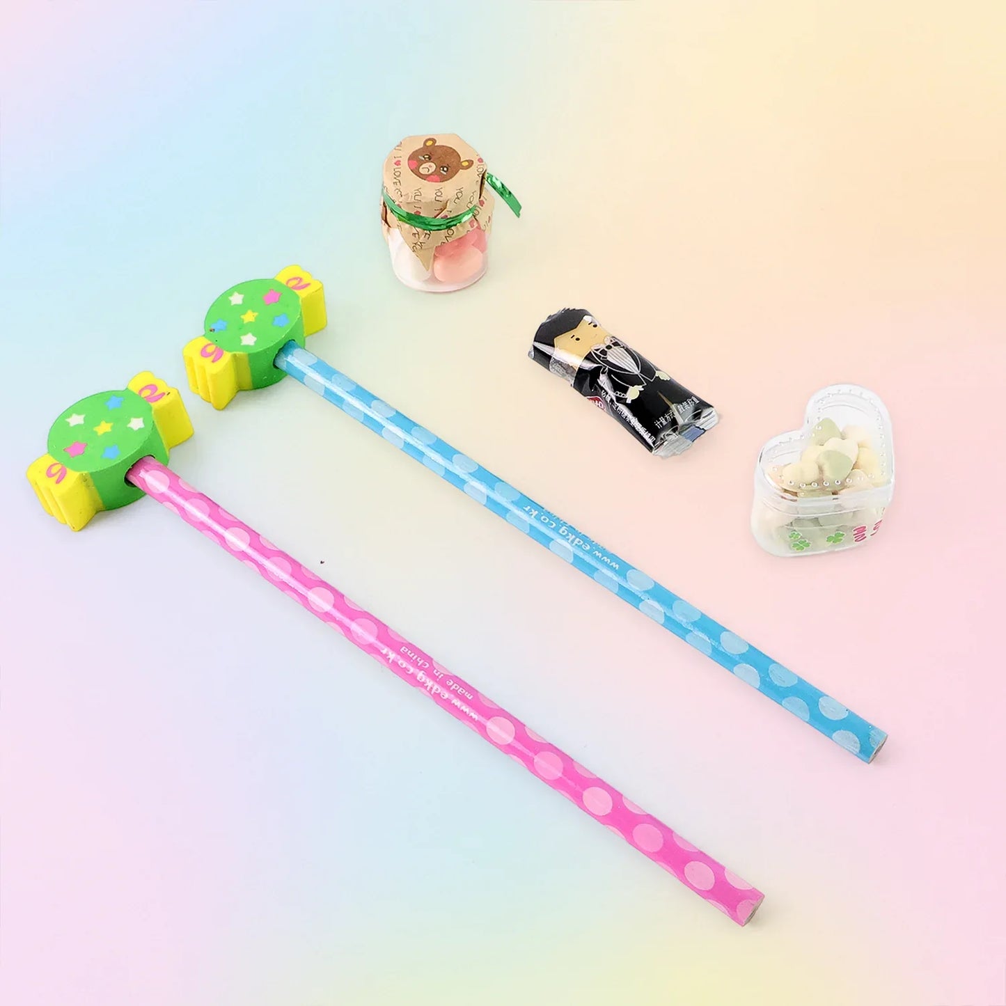 Fun Candy Design Pencil Set With Accessories (1 Set Mix Design) - Zidbik