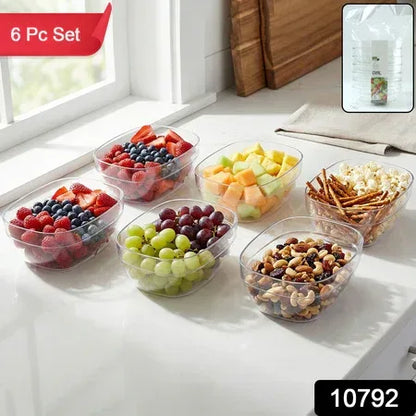 Multipurpose Transparent Serving Storage Bowls Set (6 Pc Set) - Zidbik