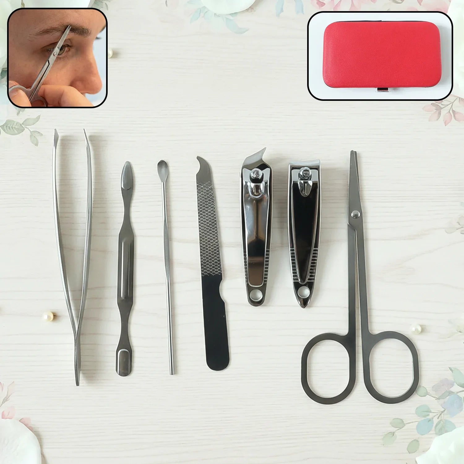7 In 1 Stainless Steel Manicure Pedicure Grooming Kit - Zidbik