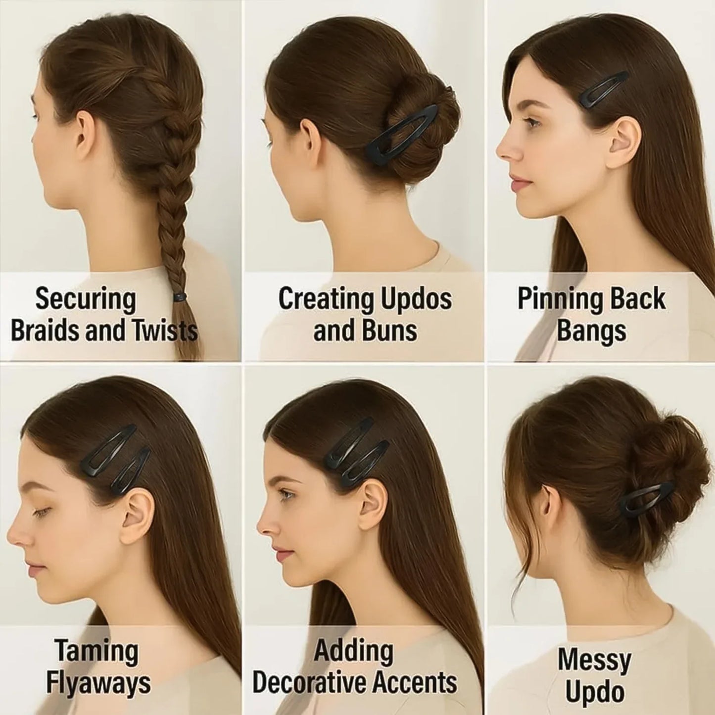 Metal Hair Clips Set (10 Pcs Set) - Zidbik