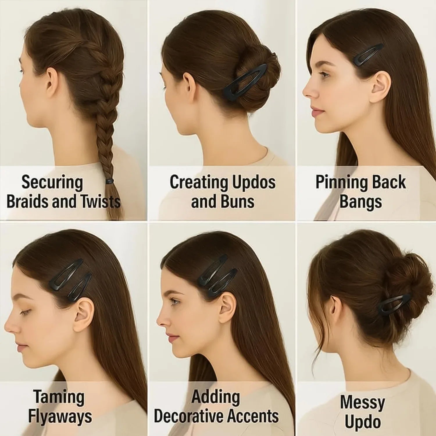 Metal Hair Clips Set (10 Pcs Set) - Zidbik