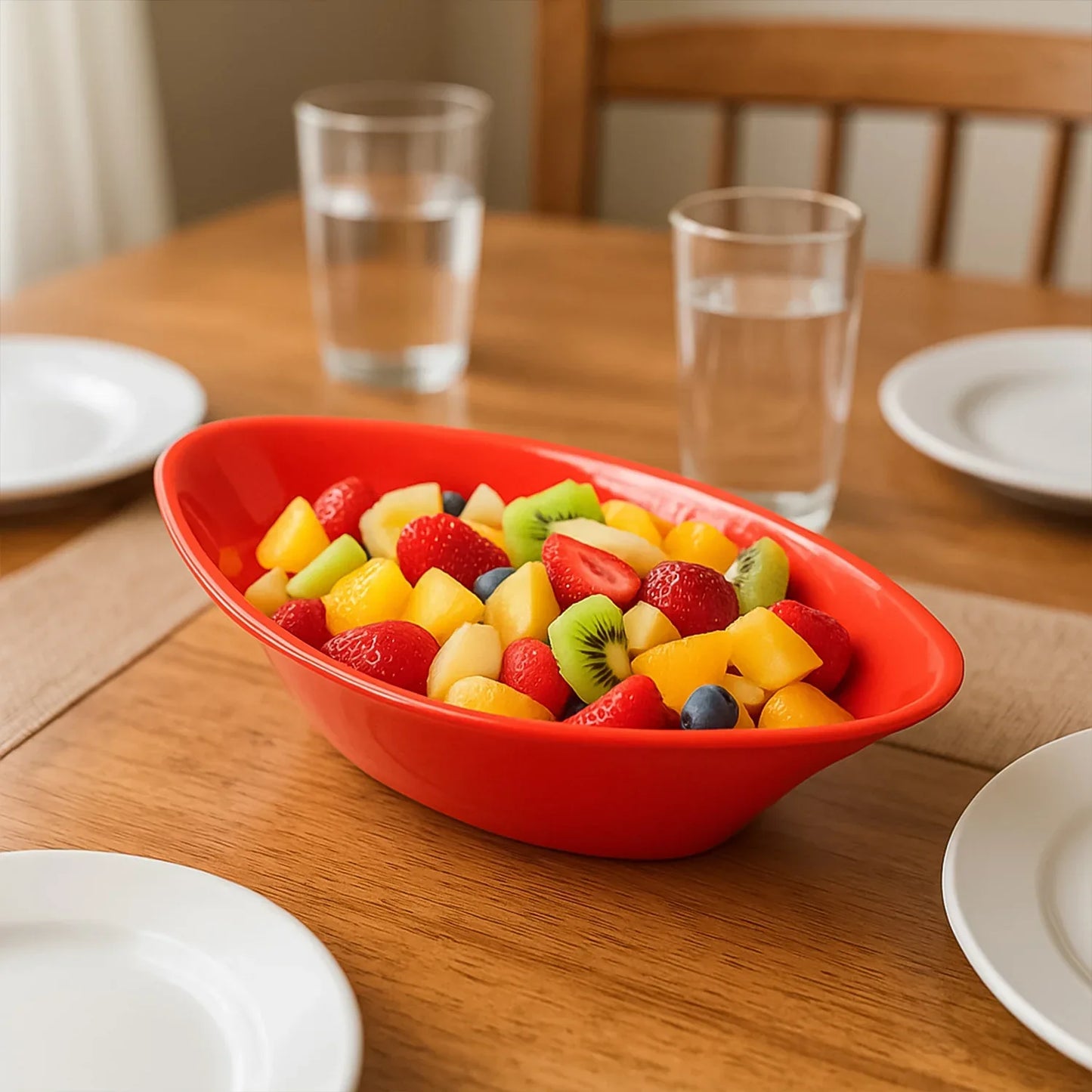 Plastic Marin Serving Bowl Elegant Oval Deep Bowl (1 Pc Red) - Zidbik