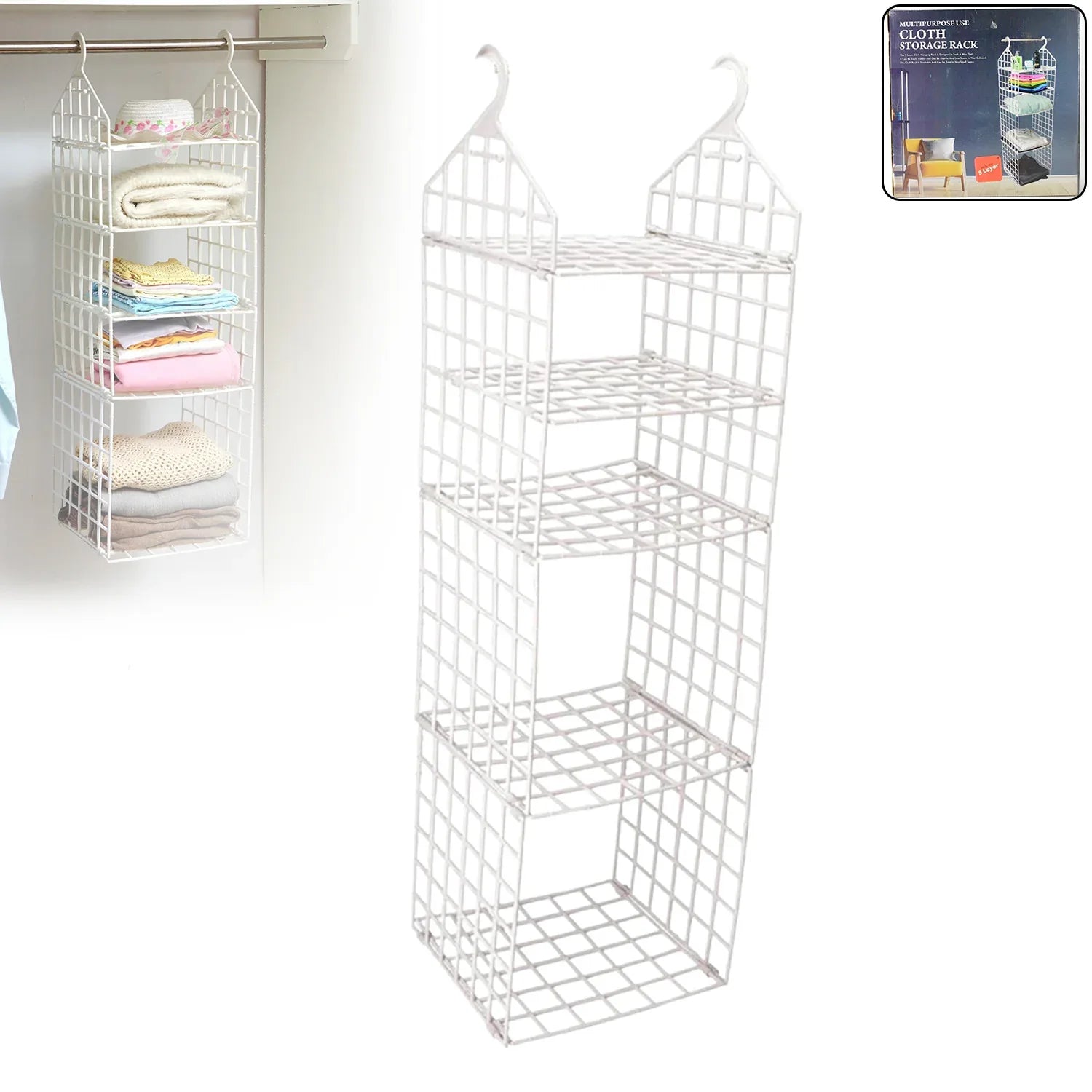 4526 Multipurpose 5 Layer Folding Clothes Storage Rackscloset For Students Wardrobe Shelves Socks Scarf T-shirt Etchanging Organizer Storage Holders Racks - Zidbik