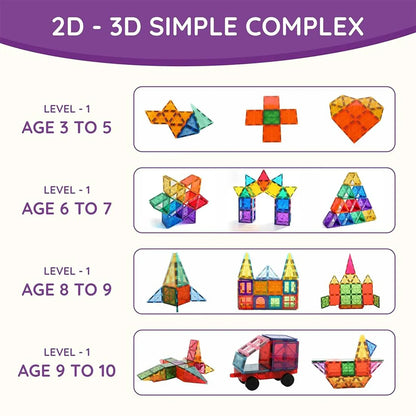 Magnetic Building Tiles Construction Toy Set (16 Pc Set) - Zidbik
