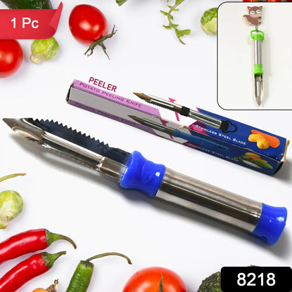 8218 2in1 Multi-purpose Stainless Steel Peeler With Hanging Ring For Vegetables Potato Peeler Carrot Grated Suitable For Peeling And Shredding Fruit And Vegetables Kitchen Accessories Piller (1 Pc) - Zidbik