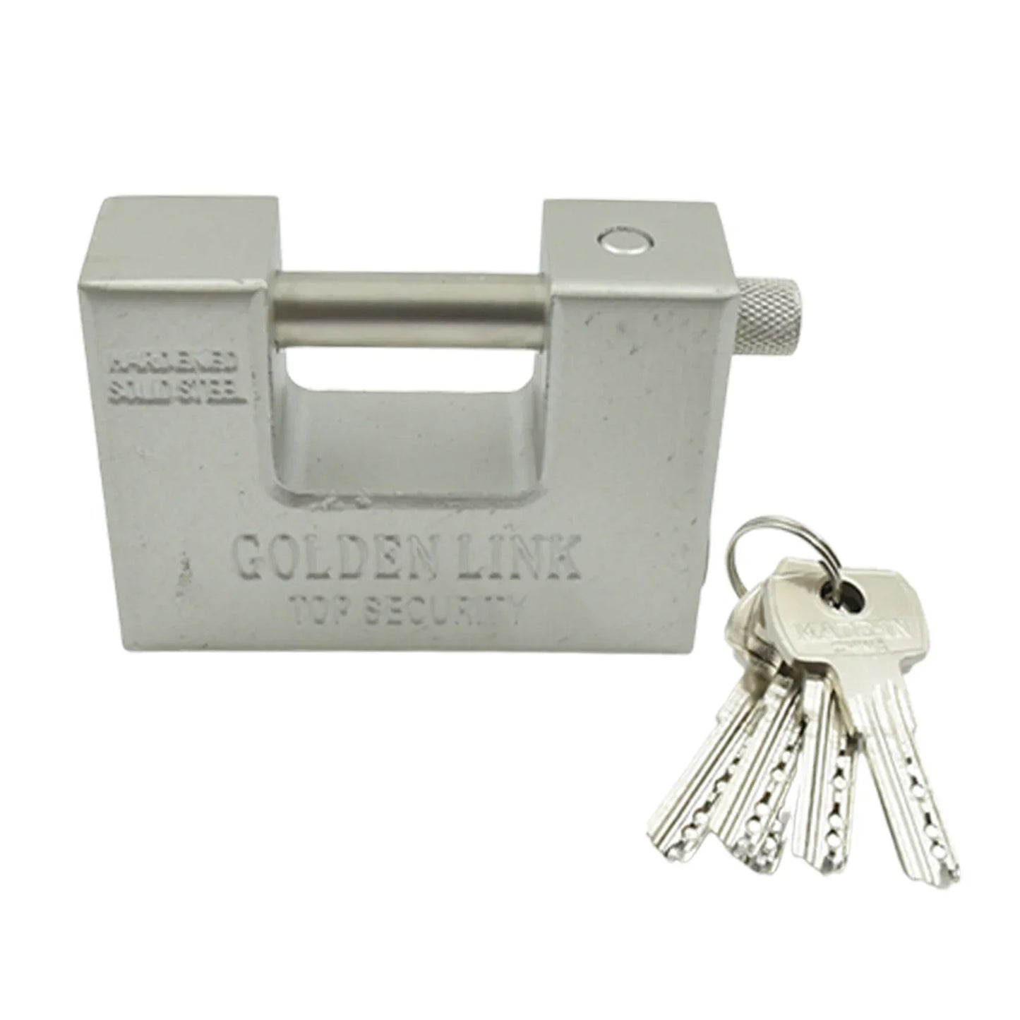9323 Stainless Steel Padlock Rectangular Shape Hardened Steel High Resistance With 5 Keys Door Lock For Home Dormitory Waterproof Antirust Anti-theft Padlocks Outdoor Gate Shed Locks Warehouse Big Door Drawer Lock (94 Mm) - Zidbik