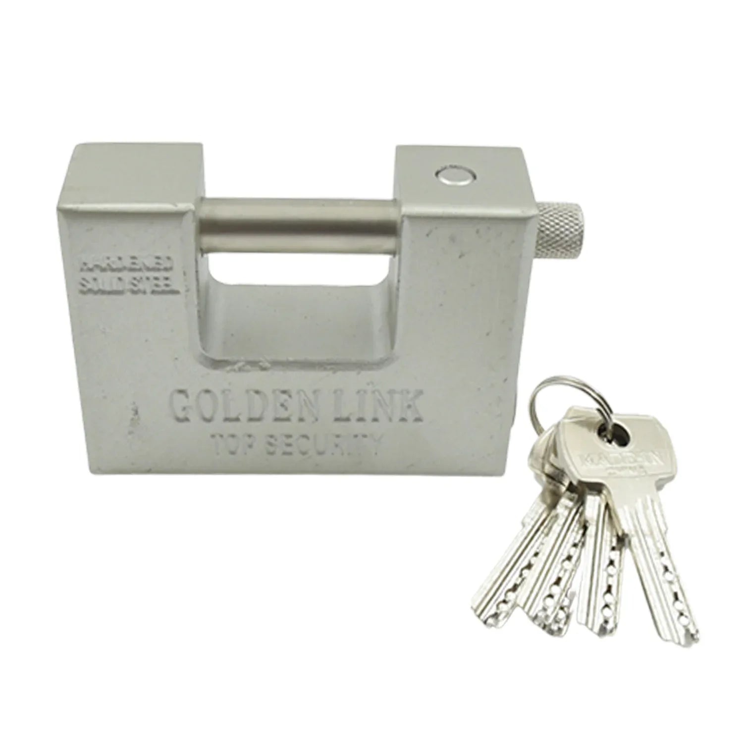 9323 Stainless Steel Padlock Rectangular Shape Hardened Steel High Resistance With 5 Keys Door Lock For Home Dormitory Waterproof Antirust Anti-theft Padlocks Outdoor Gate Shed Locks Warehouse Big Door Drawer Lock (94 Mm) - Zidbik