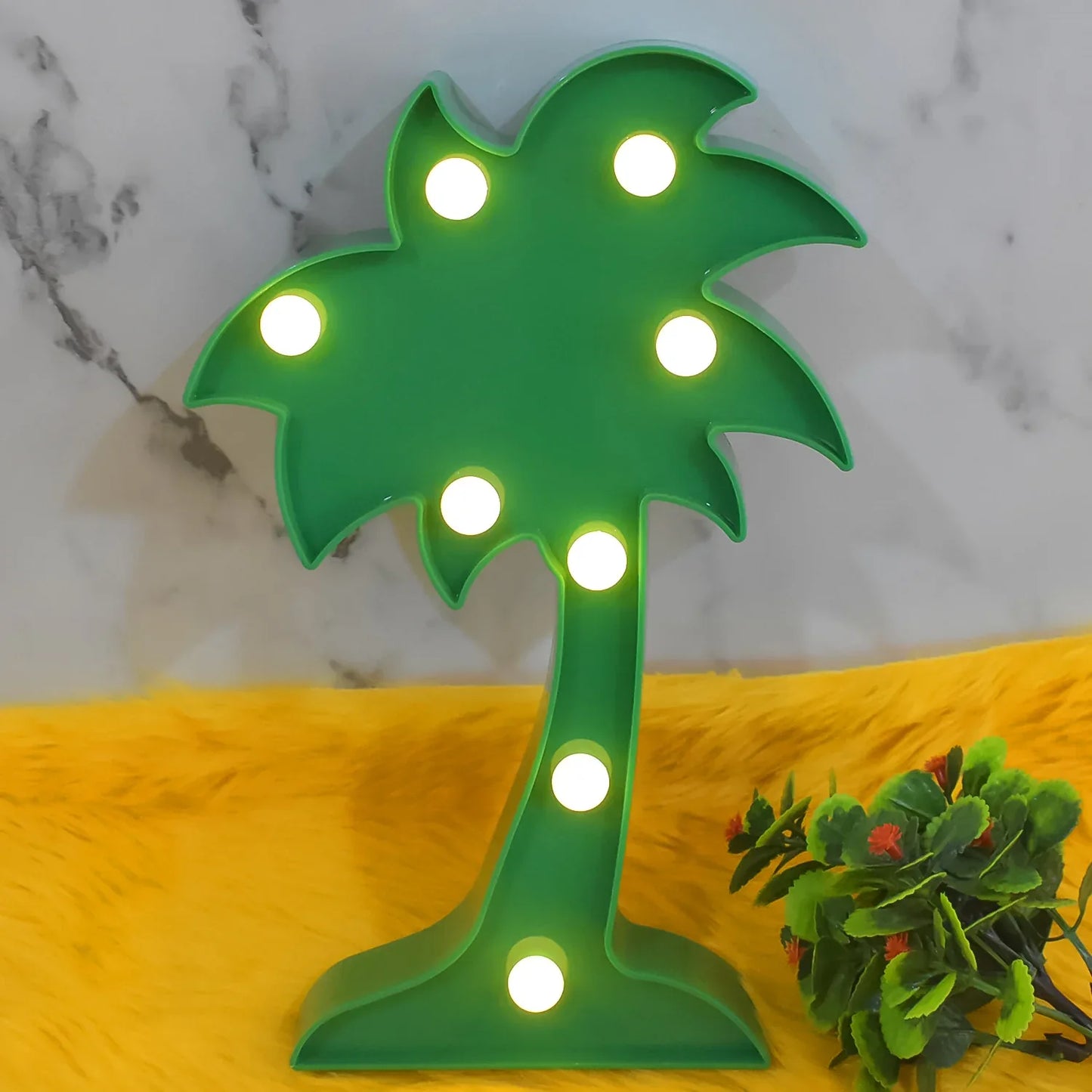 Led Night Light Coconut Tree Light Romantic Table Lamp (1 Pc Battery Not Included) - Zidbik