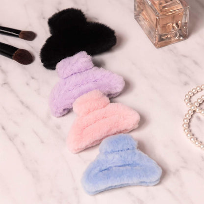 Big-size Soft Faux Fur Hair Claw Clips (1 Pc) - Zidbik