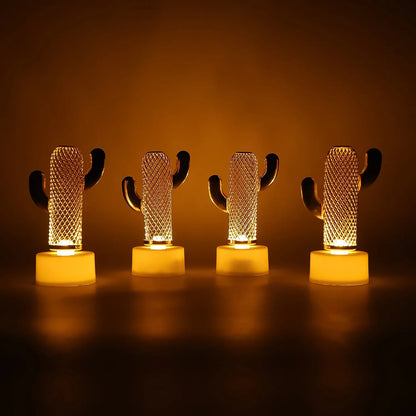Decorative Cactus Shaped Flameless Led Candles (4 Pc) - Zidbik