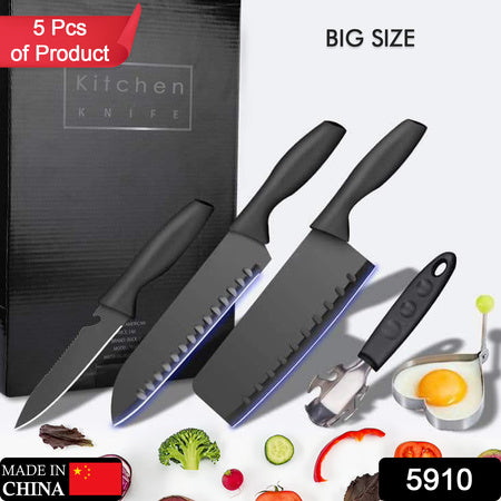 5910 5-piece Forged Kitchen Chef Cutlery Stainless Steel Knife Set Chopping Knife Chef Knife Utility Knife Butcher Knife (5pc) - Zidbik