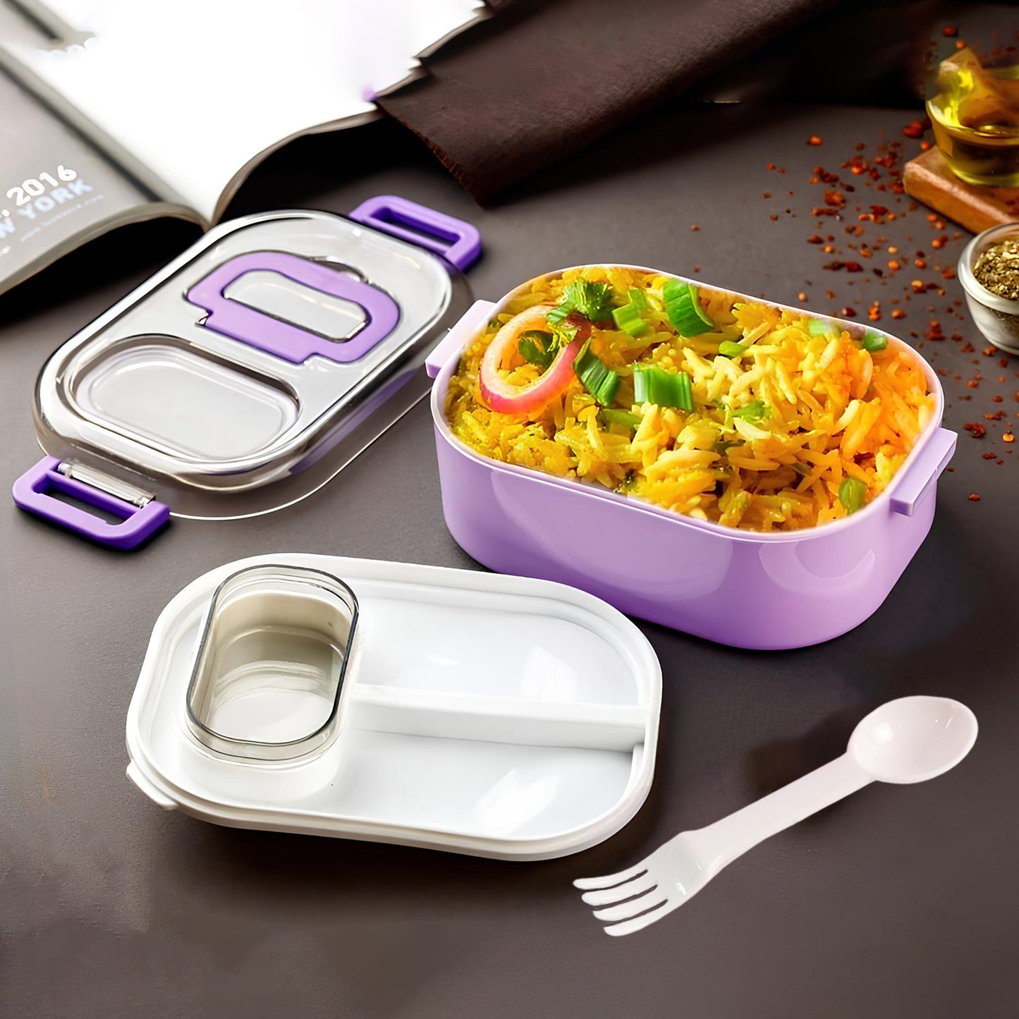 Multi-functional 1 Set Leakproof Lunch Box With Cutlery  Tumbler - Zidbik