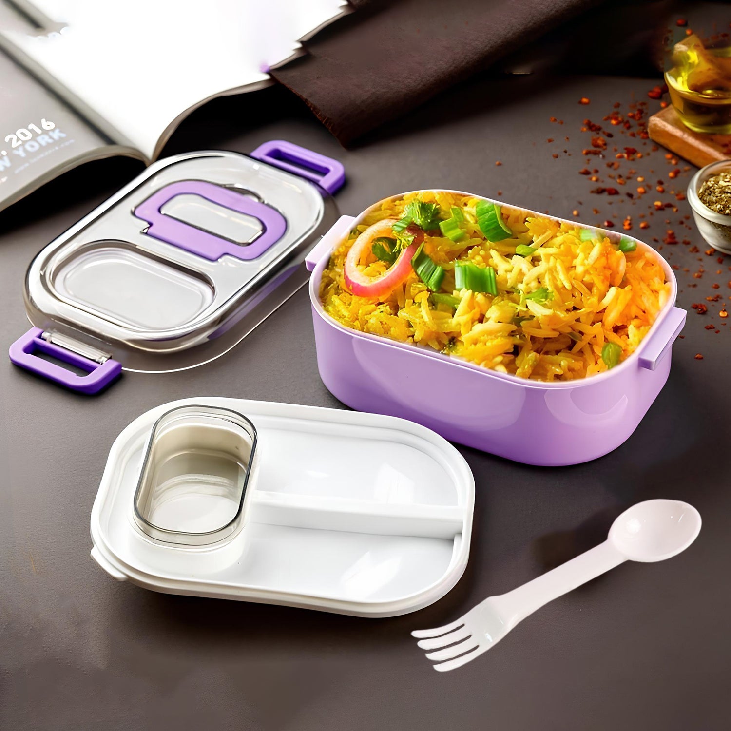 Multi-functional 1 Set Leakproof Lunch Box With Cutlery  Tumbler - Zidbik