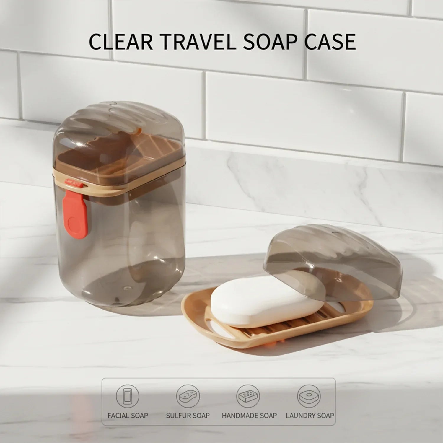 Premium Plastic Soap Box With Drain Tray Protective Cover - Zidbik
