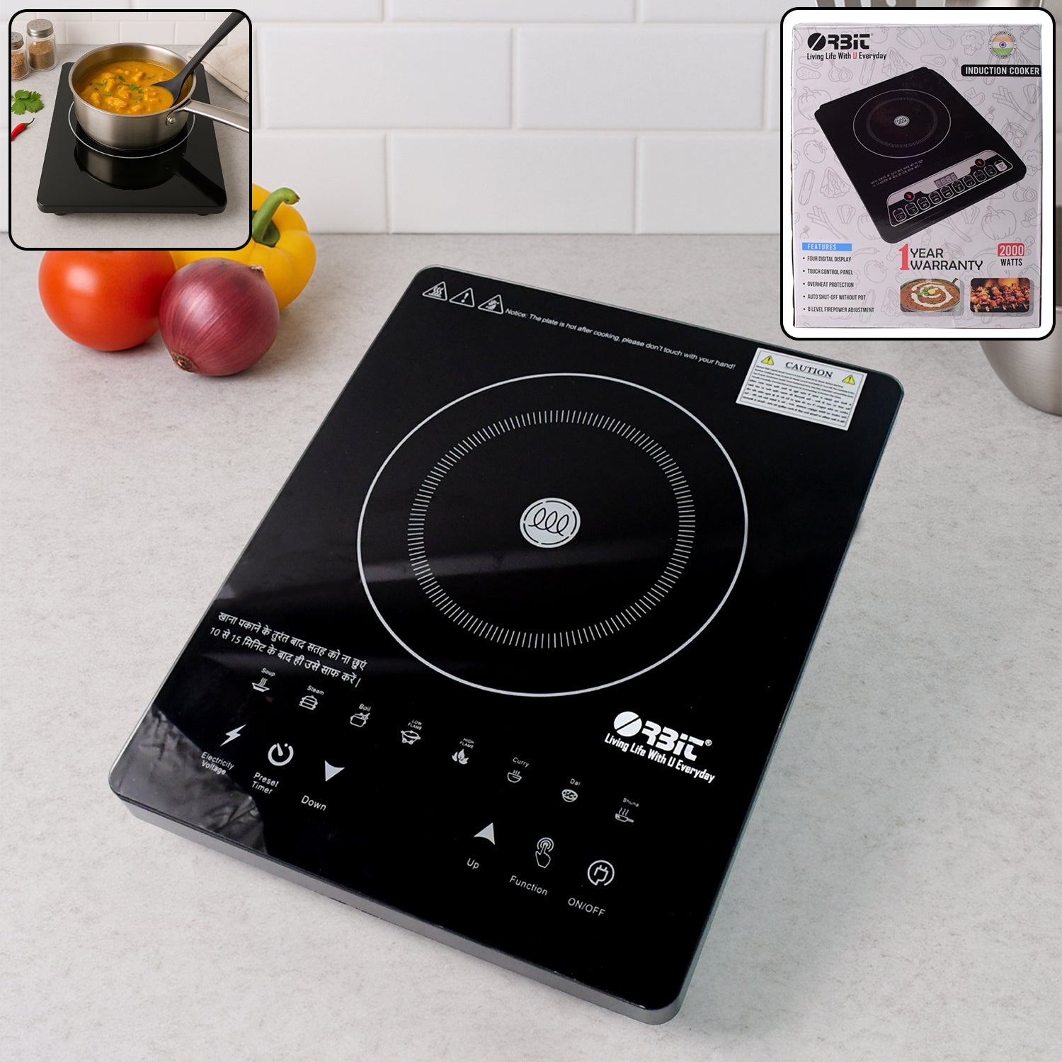 Orbit Touch Control And Multiple Cooking Induction Cooker - 2000w - Zidbik