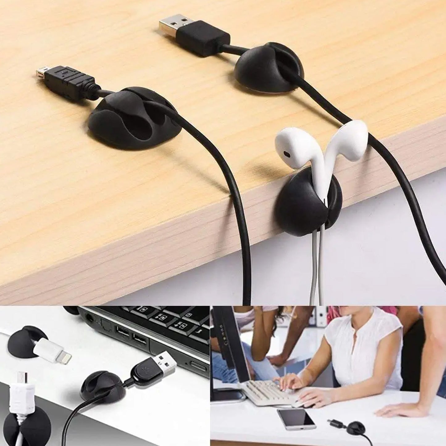 1334 Cable Clips Multi Purpose Cable Organizer  Wire Holder For Desk And Table Use - Zidbik