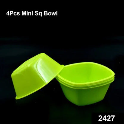 2427 Square Plastic Bowl For Serving Food (Pack Of 4) - Zidbik