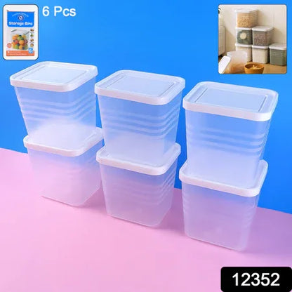 Transparent Square Plastic Food Storage Container Set (6 Pc) - Zidbik