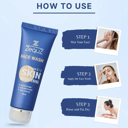 Zequz Vitamin C + E Brightening Face Wash - (1 Pc 70 Ml) - Zidbik