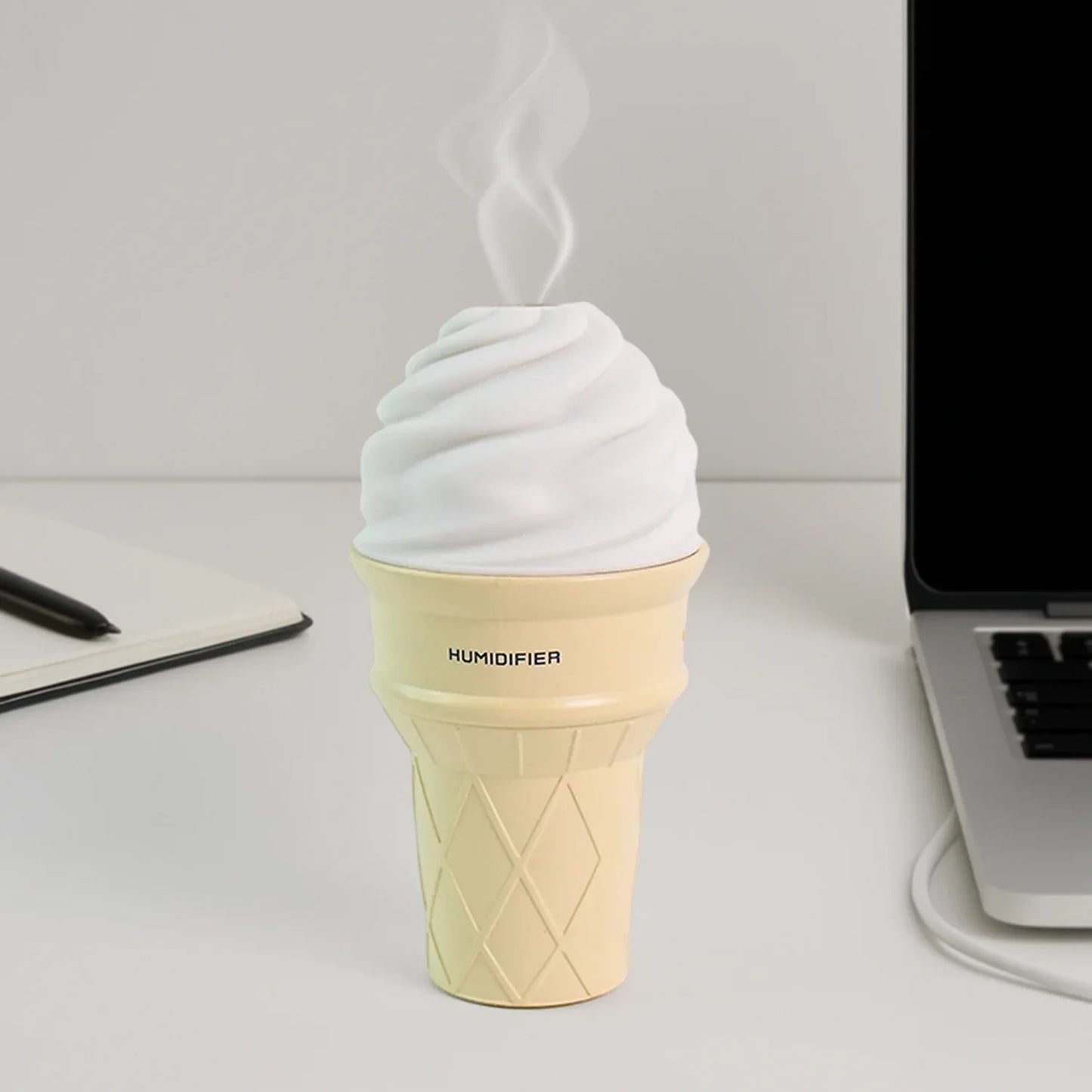 Ice Cream Cone Shape Air Freshener Humidifier (1pc Cream Color) - Zidbik