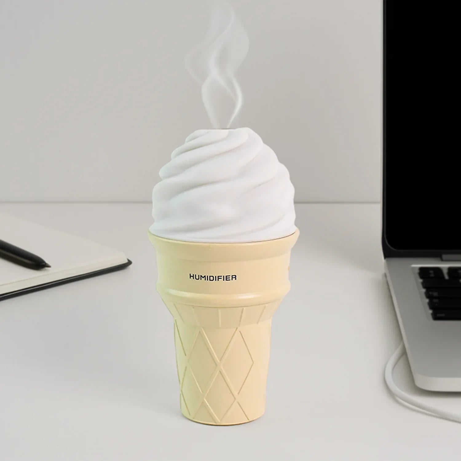 Ice Cream Cone Shape Air Freshener Humidifier (1pc Cream Color) - Zidbik
