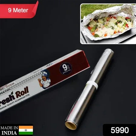 5990 Aluminum Foil Roll Heavy Duty Non Stick Thick Aluminum Foil Sheet Baking Grilling Tool (9 Mtr) - Zidbik
