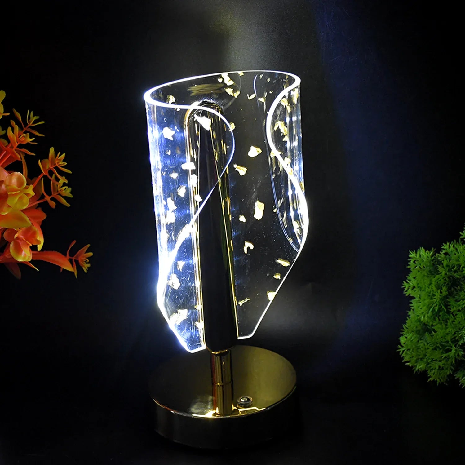 Luxury Golden Leaf Design Crystal Table Lamp (1 Pc) - Zidbik