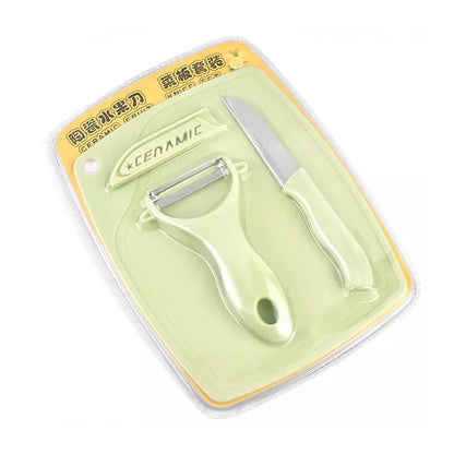 5207 Plastic Kitchen Peeler - Green  Classic Stainless Steel 3-piece Knife Set Combo - Zidbik