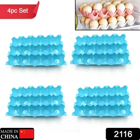 2116 15 Cavity Plastic Egg Tray Egg Trays For Storage With 15 Eggs Holder (4 Pc Set) - Zidbik