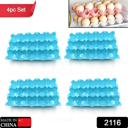 2116 15 Cavity Plastic Egg Tray Egg Trays For Storage With 15 Eggs Holder (4 Pc Set) - Zidbik