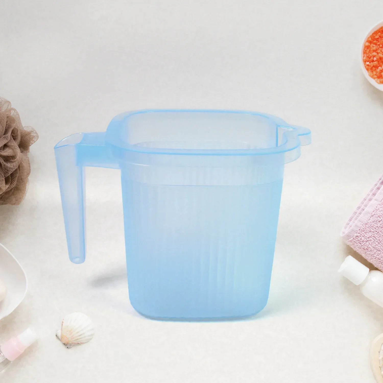 Plastic Transparent Bathroom Water Mug (4 Pc Mix Colour 1000 Ml) - Zidbik