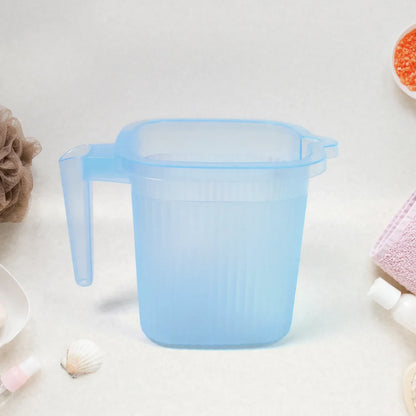 Plastic Transparent Bathroom Water Mug (4 Pc Mix Colour 1000 Ml) - Zidbik