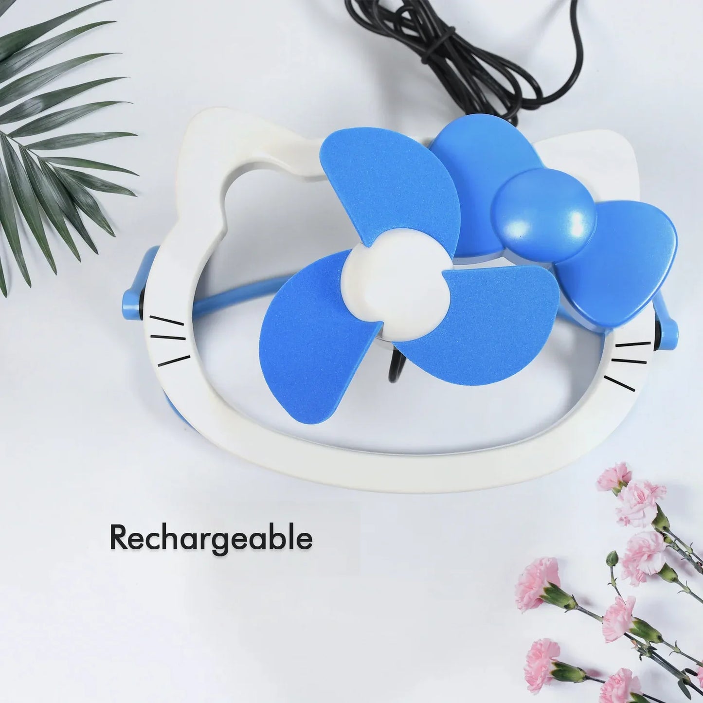 7708 Hello Kitty Cartoon Fan Cute Bright Color Desktop Office Usb Mini Fan Personal Desktop Fan (Battery Not Include) - Zidbik