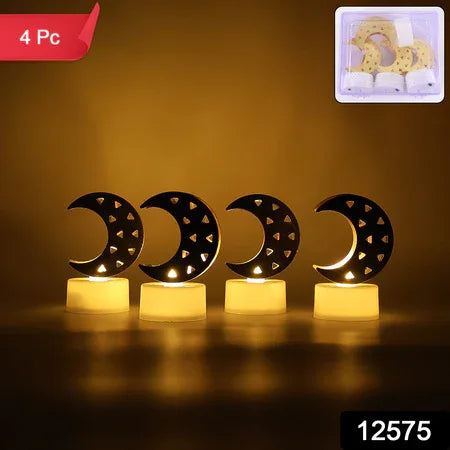 Decorative Moon Shaped Flameless Led Candles (4 Pc) - Zidbik
