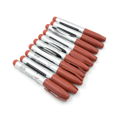 9201 10pc Marron Marker And Pen Used In Studies And Teaching White Boards In Schools And Institutes For Students (10 Pc Set) - Zidbik