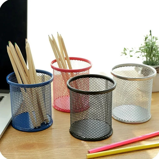 7991 Pen Holder Pen Holder Office Desk Metal Mesh Pen Stand Pencil Stationery Holder Desk Organizer Stand Storage Pencil Case (1 Pc) - Zidbik