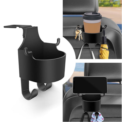 8548 Car Headrest Backseat Organizer 3 In 1 Automotive Cell Phone Drink Cupholder Adapter With Headrest Hooks For Kids And Adults Multifunctional Storage For Car Travel Accessories - Zidbik