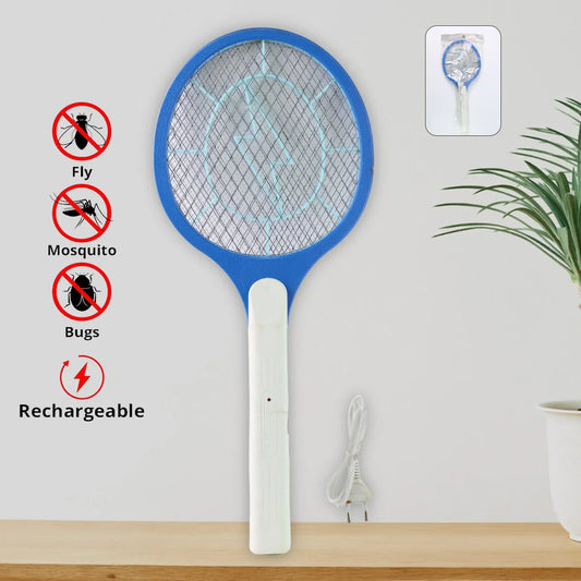 9108 Anti Mosquito Racquet Rechargeable Insect Killer Bat With Led Light - Zidbik