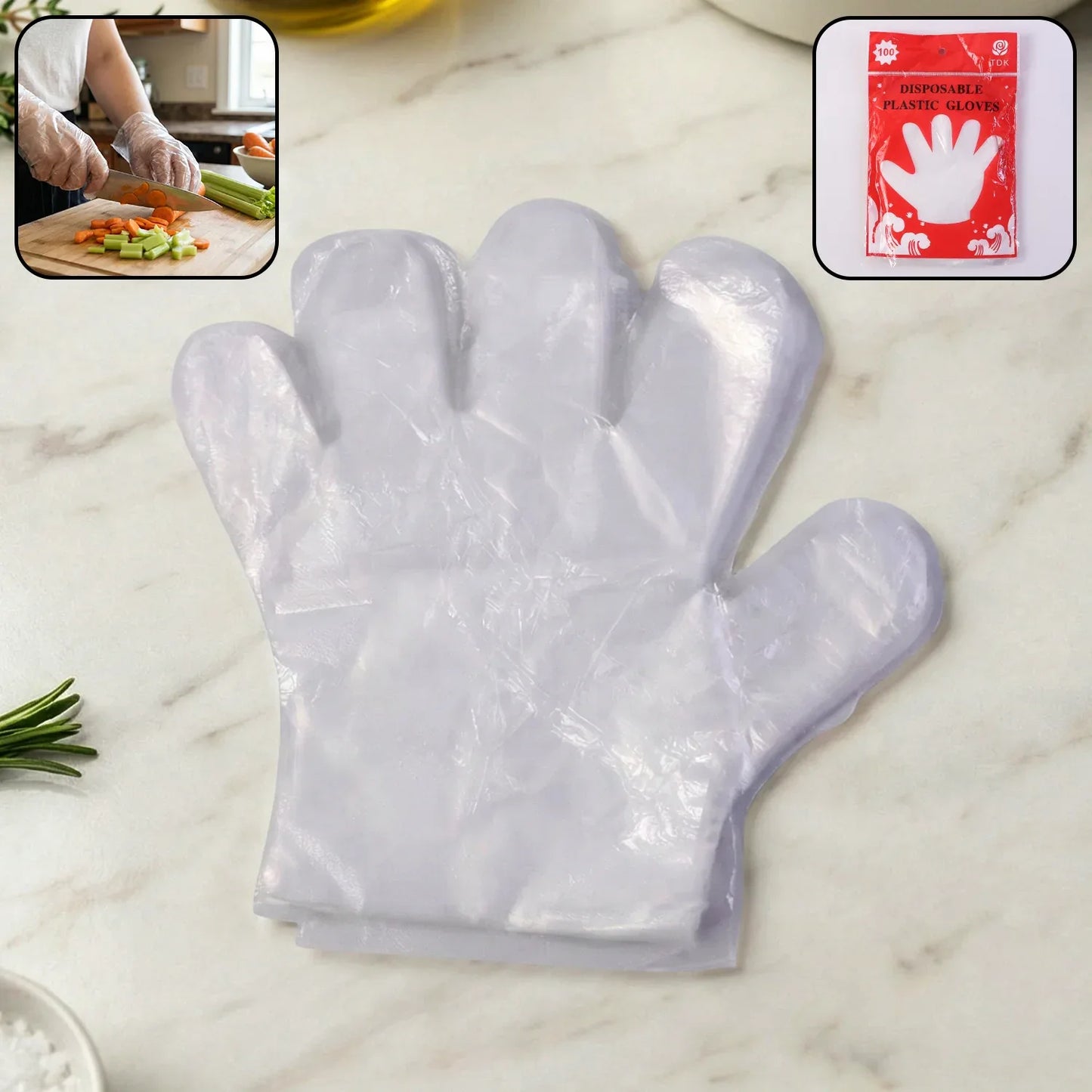 Disposable Transparent Plastic Gloves (100 Piece Pack) - Zidbik