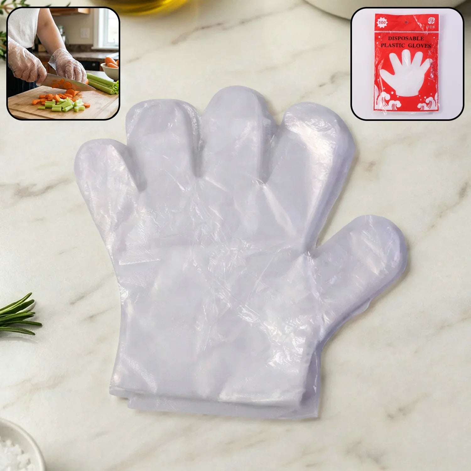 Disposable Transparent Plastic Gloves (100 Piece Pack) - Zidbik