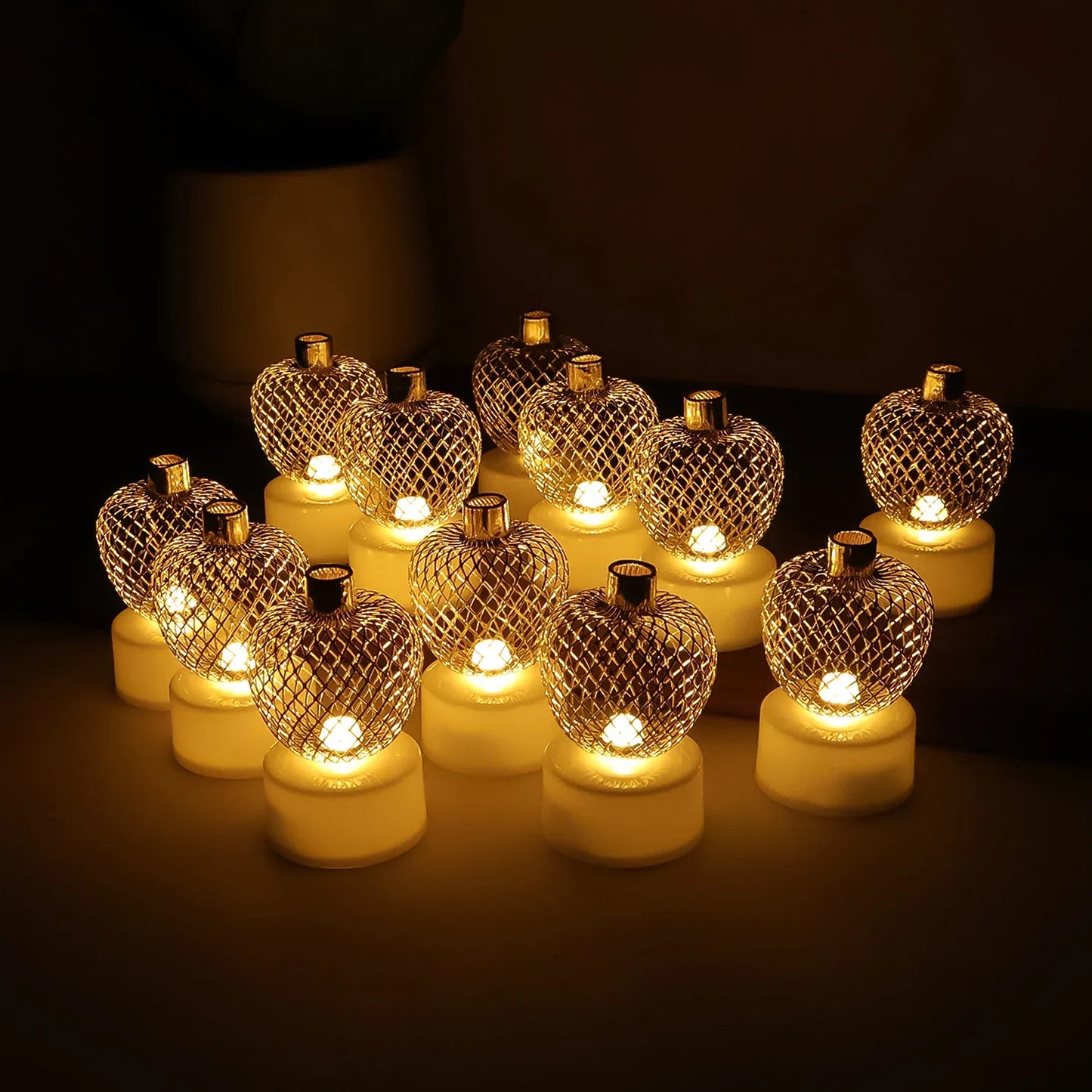 Decorative Apple Shape Led Tealight Candles (12 Pc) - Zidbik