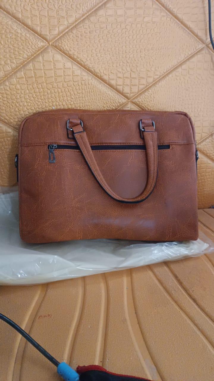 Premium Faux Leather Multipurpose Messenger Briefcase With Shoulder Strap (1 Pc) - Zidbik