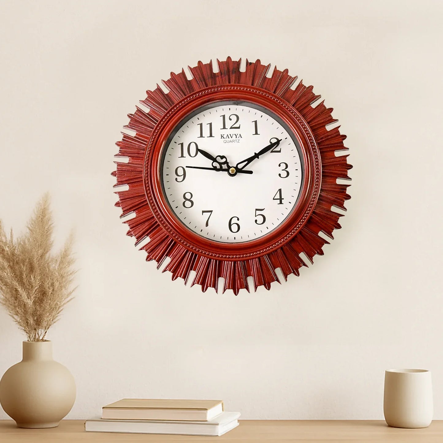 4918 Wooden Look Designer Wall Clock Plastic Decorative Latest Wall Clock Battery Operated Round Easy To Read For Roomhomekitchenbedroomofficeschool - Zidbik