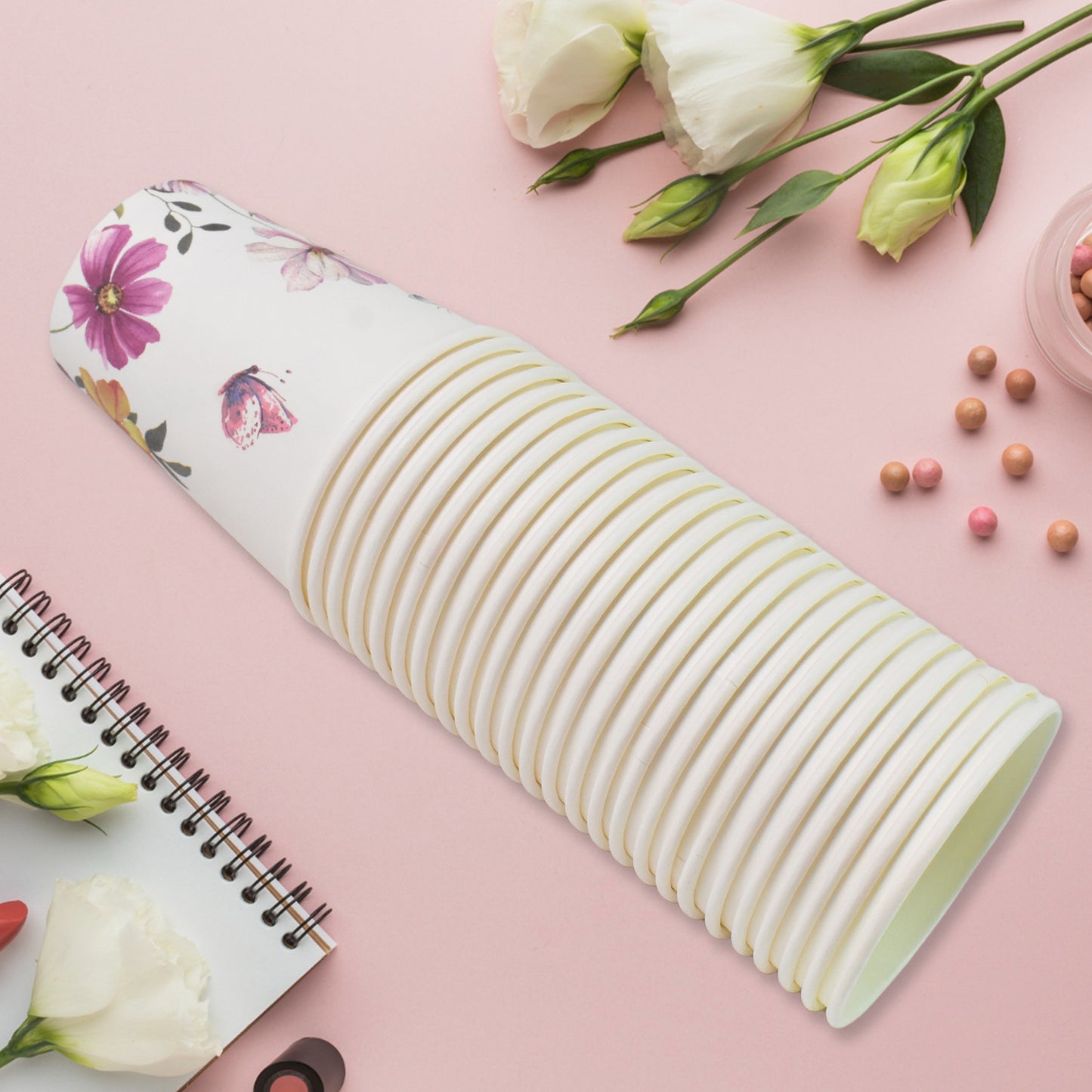 Disposable Paper Cups Disposable Tea Coffee Cups (24 Pcs Set  Mix Color  Design) - Zidbik