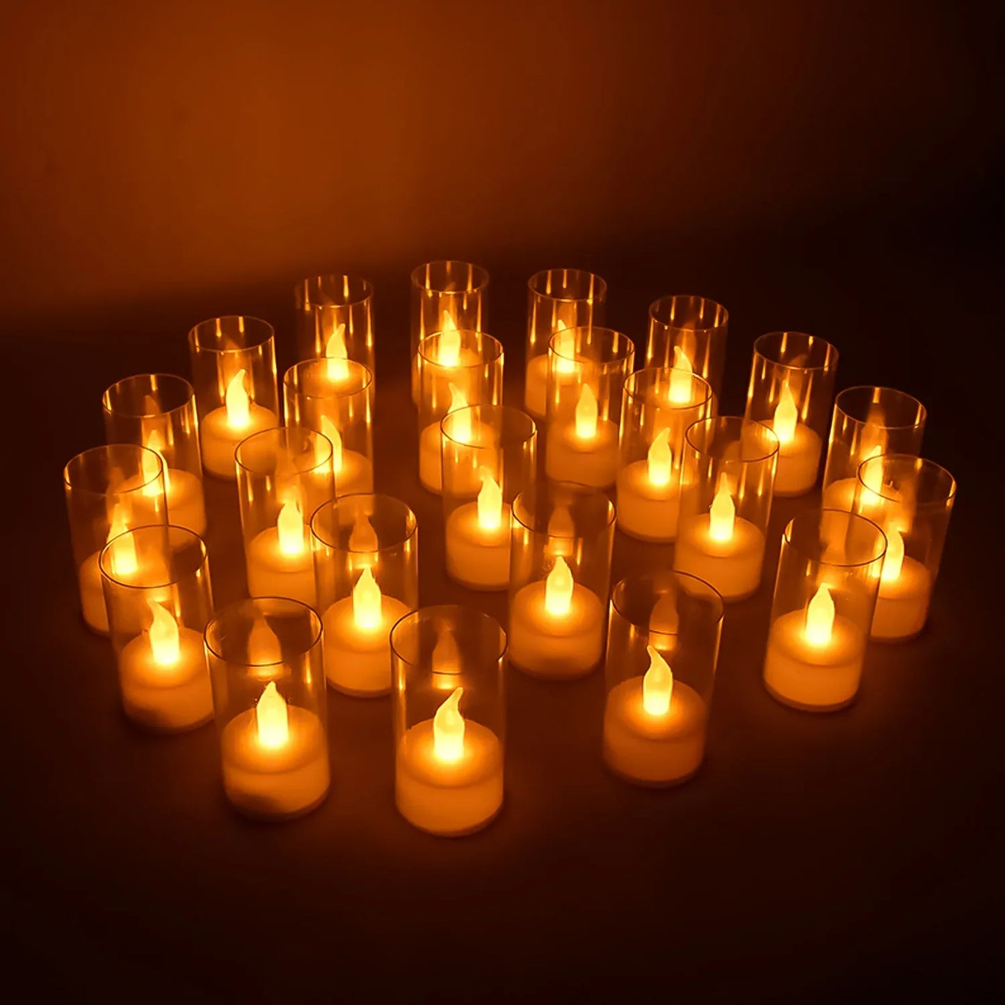 Flameless Candles With Transparent Plastic Covers Set Of 24 Pcs Led - Zidbik