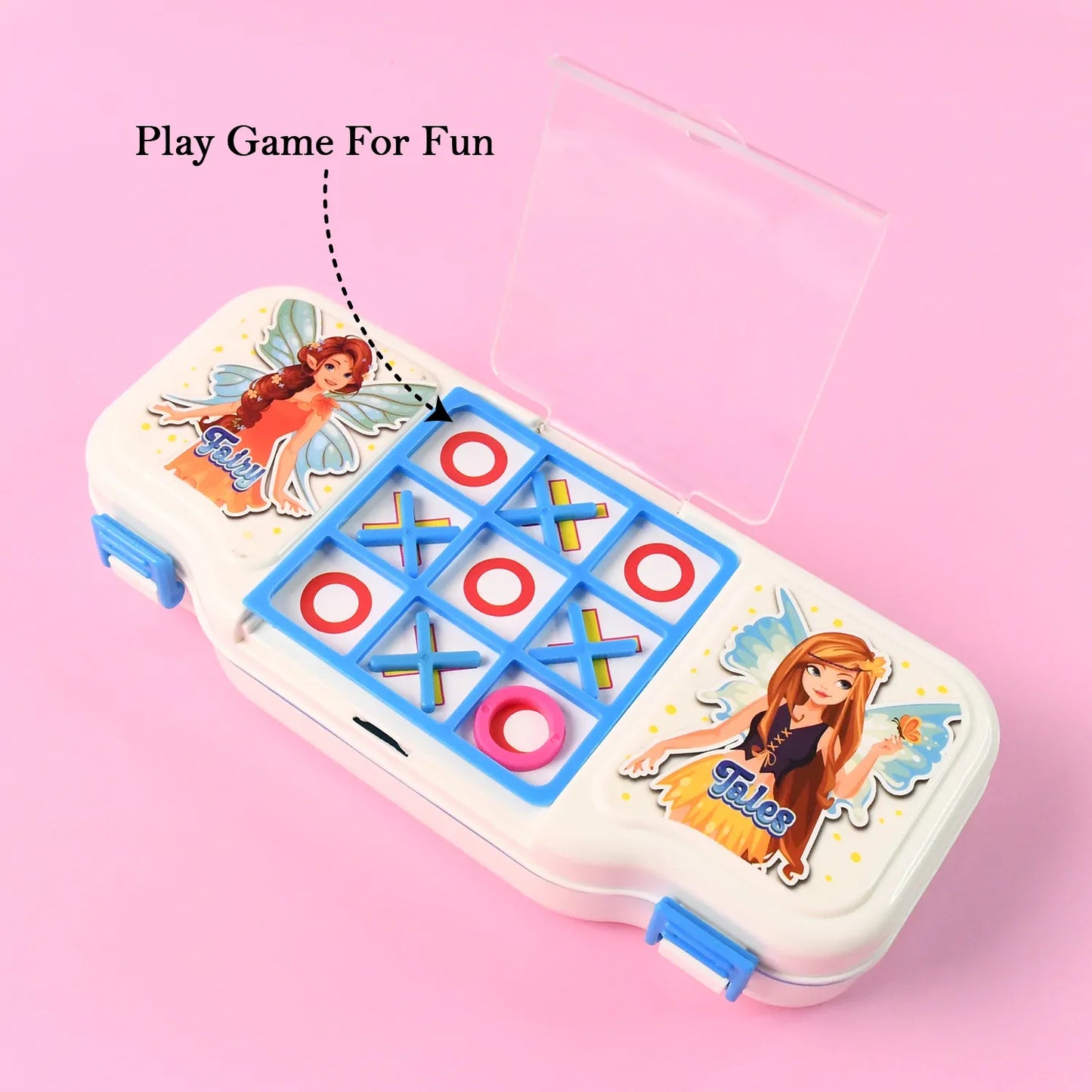 Kids Pencil Box With Built-in Tic Tac Toe Game - Zidbik