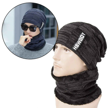 6066 Ultra Soft Unisex Woollen Beanie Cap Plus Muffler Scarf - Zidbik